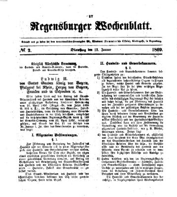 Regensburger Wochenblatt Dienstag 12. Januar 1869