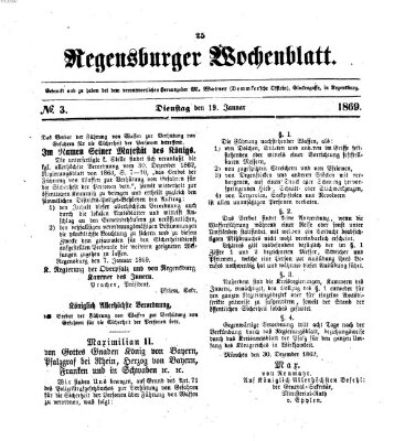 Regensburger Wochenblatt Dienstag 19. Januar 1869