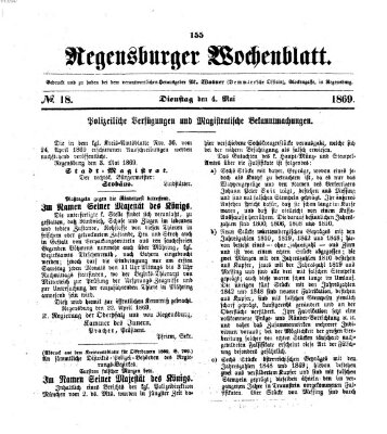 Regensburger Wochenblatt Dienstag 4. Mai 1869