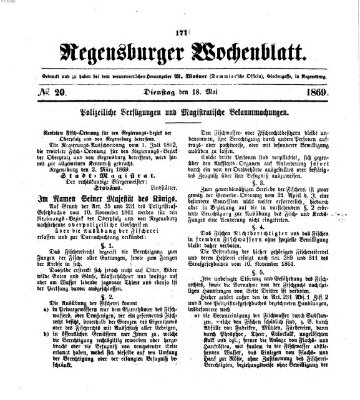 Regensburger Wochenblatt Dienstag 18. Mai 1869