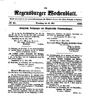 Regensburger Wochenblatt Dienstag 25. Mai 1869