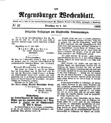 Regensburger Wochenblatt Dienstag 6. Juli 1869