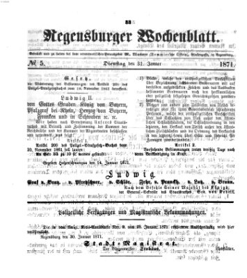 Regensburger Wochenblatt Dienstag 31. Januar 1871