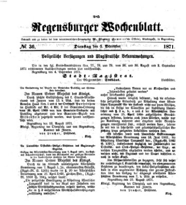 Regensburger Wochenblatt Dienstag 5. September 1871