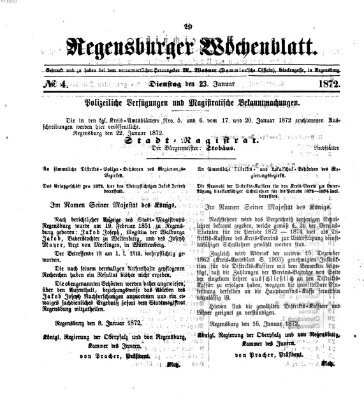 Regensburger Wochenblatt Dienstag 23. Januar 1872