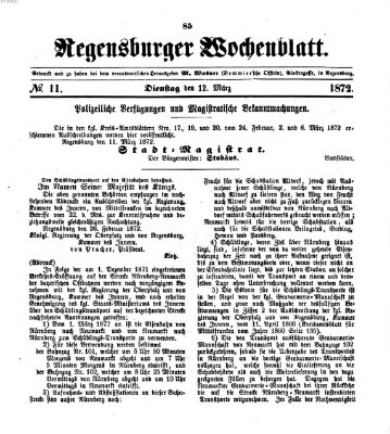 Regensburger Wochenblatt Dienstag 12. März 1872