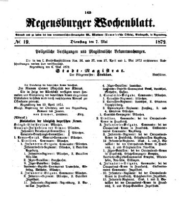 Regensburger Wochenblatt Dienstag 7. Mai 1872