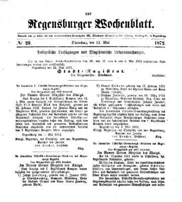 Regensburger Wochenblatt Dienstag 14. Mai 1872