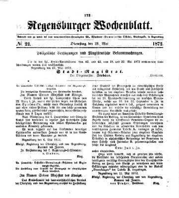 Regensburger Wochenblatt Dienstag 28. Mai 1872