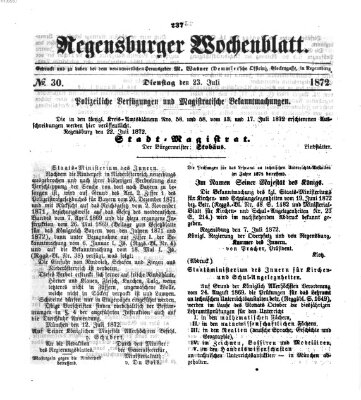 Regensburger Wochenblatt Dienstag 23. Juli 1872