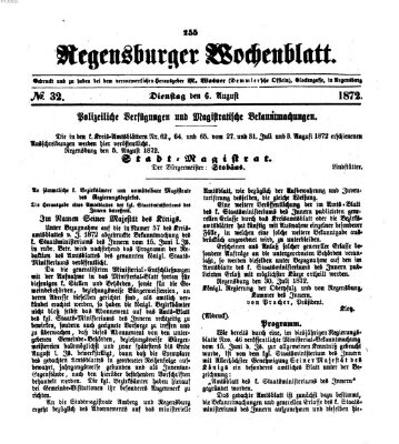 Regensburger Wochenblatt Dienstag 6. August 1872