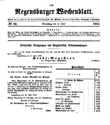 Regensburger Wochenblatt Dienstag 3. Juni 1873