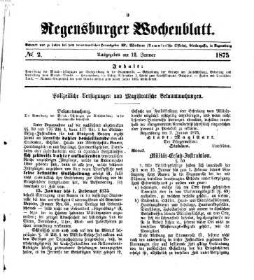 Regensburger Wochenblatt Dienstag 12. Januar 1875