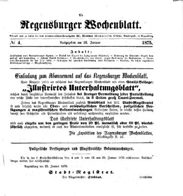 Regensburger Wochenblatt Dienstag 26. Januar 1875