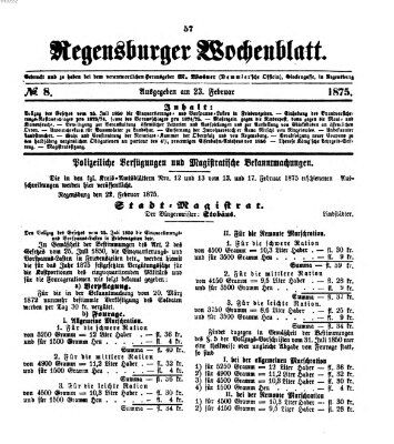 Regensburger Wochenblatt Dienstag 23. Februar 1875