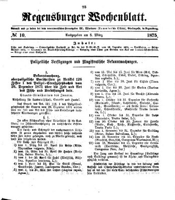 Regensburger Wochenblatt Dienstag 9. März 1875