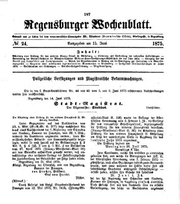 Regensburger Wochenblatt Dienstag 15. Juni 1875