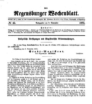 Regensburger Wochenblatt Dienstag 9. November 1875