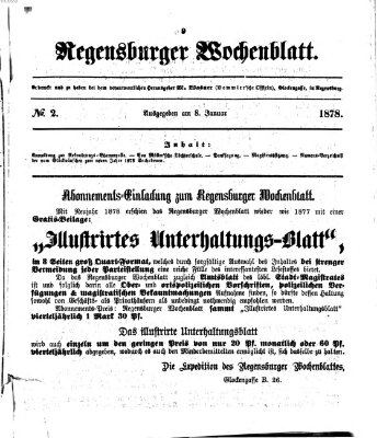 Regensburger Wochenblatt Dienstag 8. Januar 1878