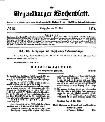 Regensburger Wochenblatt Dienstag 28. Mai 1878