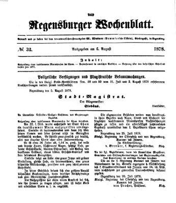 Regensburger Wochenblatt Dienstag 6. August 1878