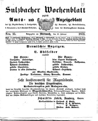 Sulzbacher Wochenblatt Mittwoch 19. Februar 1873