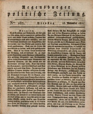 Regensburger politische Zeitung (Regensburger Zeitung) Dienstag 26. November 1811