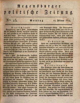 Regensburger politische Zeitung (Regensburger Zeitung) Montag 10. Februar 1812