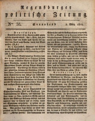 Regensburger politische Zeitung (Regensburger Zeitung) Samstag 7. März 1812