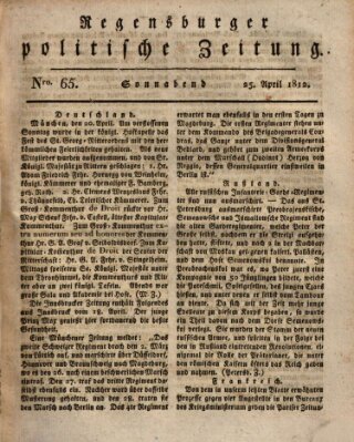 Regensburger politische Zeitung (Regensburger Zeitung) Samstag 25. April 1812