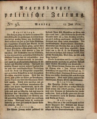 Regensburger politische Zeitung (Regensburger Zeitung) Montag 15. Juni 1812