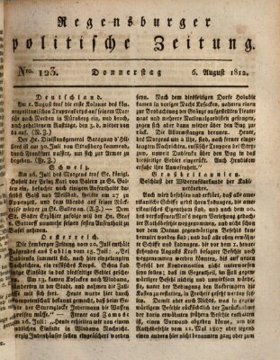 Regensburger politische Zeitung (Regensburger Zeitung) Donnerstag 6. August 1812