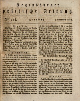 Regensburger politische Zeitung (Regensburger Zeitung) Dienstag 3. November 1812