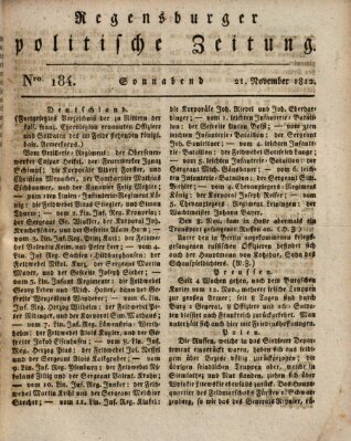 Regensburger politische Zeitung (Regensburger Zeitung) Samstag 21. November 1812