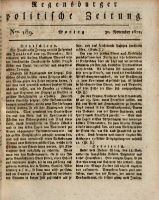 Regensburger politische Zeitung (Regensburger Zeitung) Montag 30. November 1812