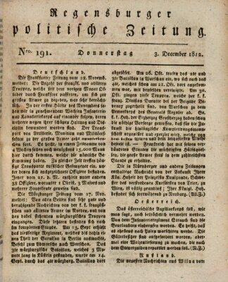 Regensburger politische Zeitung (Regensburger Zeitung) Donnerstag 3. Dezember 1812