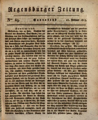 Regensburger Zeitung Samstag 27. Februar 1813