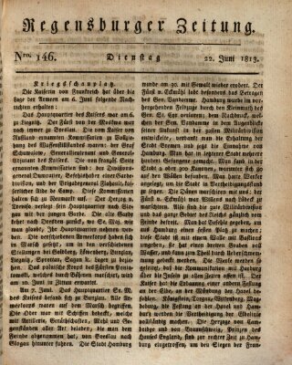 Regensburger Zeitung Dienstag 22. Juni 1813