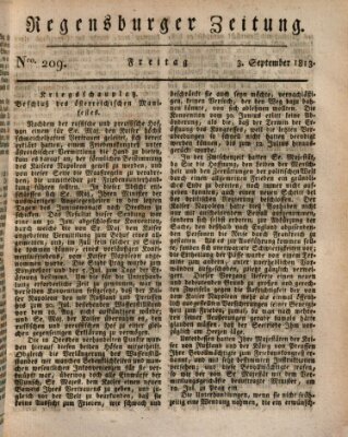 Regensburger Zeitung Freitag 3. September 1813