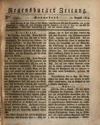 Regensburger Zeitung Samstag 13. August 1814