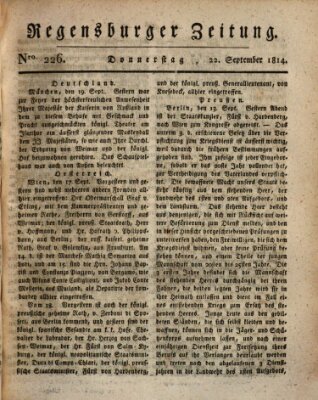 Regensburger Zeitung Donnerstag 22. September 1814