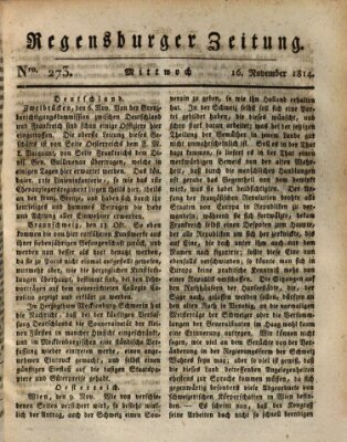 Regensburger Zeitung Mittwoch 16. November 1814