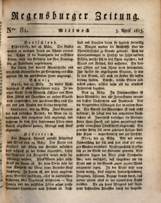 Regensburger Zeitung Mittwoch 5. April 1815