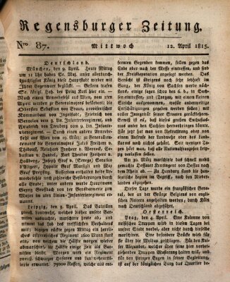 Regensburger Zeitung Mittwoch 12. April 1815