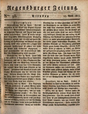 Regensburger Zeitung Dienstag 25. April 1815