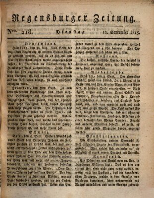 Regensburger Zeitung Dienstag 12. September 1815