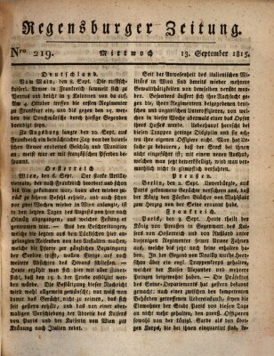 Regensburger Zeitung Mittwoch 13. September 1815