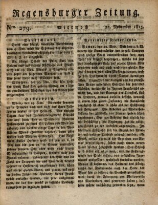 Regensburger Zeitung Mittwoch 22. November 1815