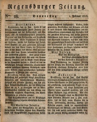 Regensburger Zeitung Donnerstag 1. Februar 1816