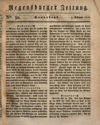 Regensburger Zeitung Samstag 3. Februar 1816